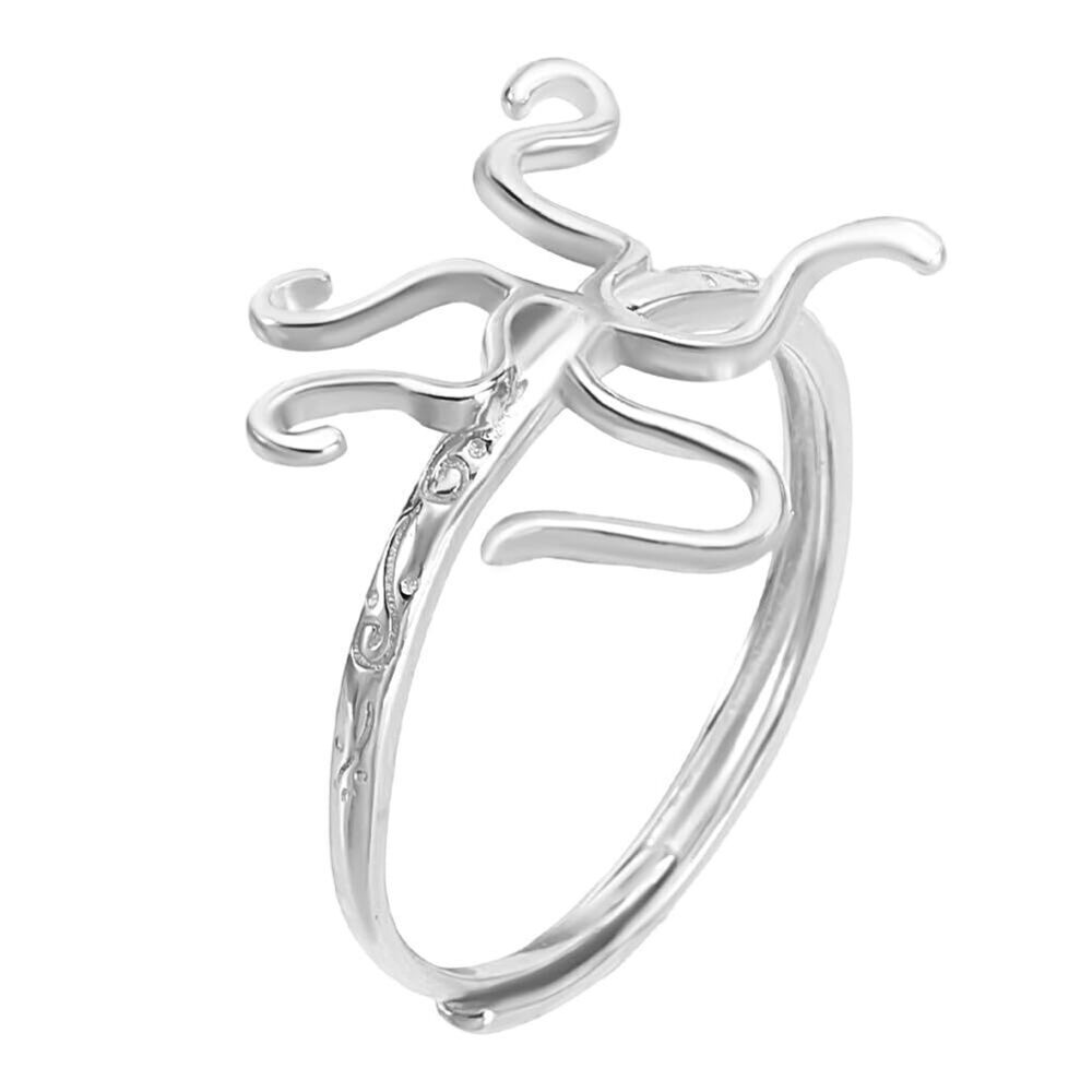 2986 1 Pc 925 Sterling Silver Claw Ring Base, Rhodium Plated Adjustable